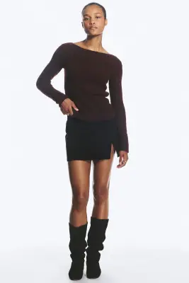 Knitted ribbed sweater - Rouge foncé — photo 1
