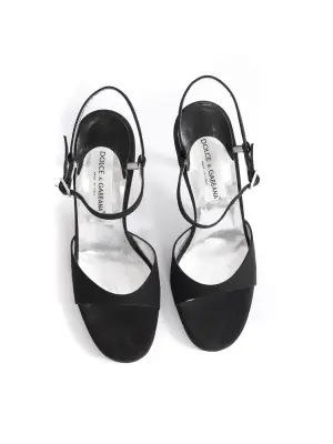 Sandales à talon et bride cheville en satin noir Prix boutique 795€ Taille 38 — photo 4
