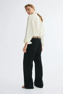 Pantalon en velours de coton côtelé - Noir — photo 4