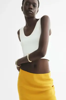 Slip skirt en satin - Orange — photo 1