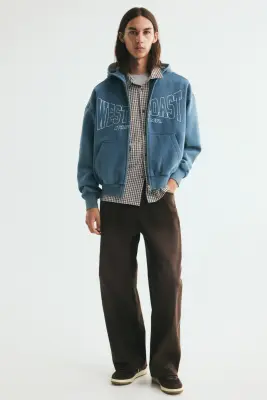 Veste imprimée Oversized Fit avec capuche et zip - Bleu ancien/Westcoast — photo 2