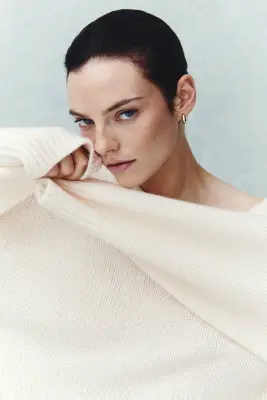 Pull oversize en laine - Crème — photo 1