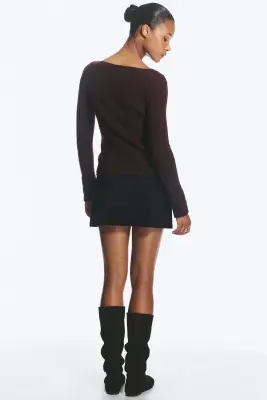 Knitted ribbed sweater - Rouge foncé — photo 3