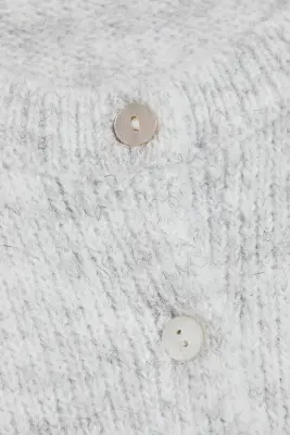 Cardigan en maille à manches courtes - Mélange gris clair poudré — photo 4