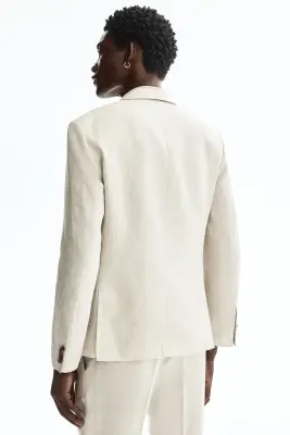Veste Slim Fit en lin - Beige clair — photo 4