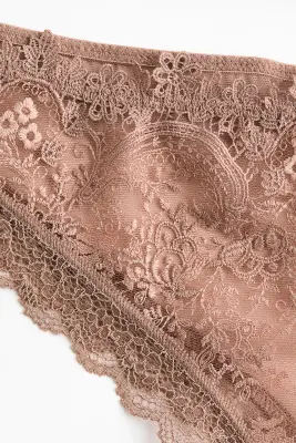 Culotte Brazilian brodée - Marron clair — photo 3