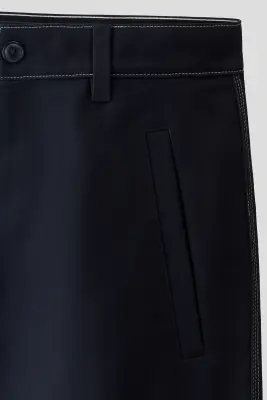 Pantalon Loose Fit en coton - Bleu denim foncé — photo 4