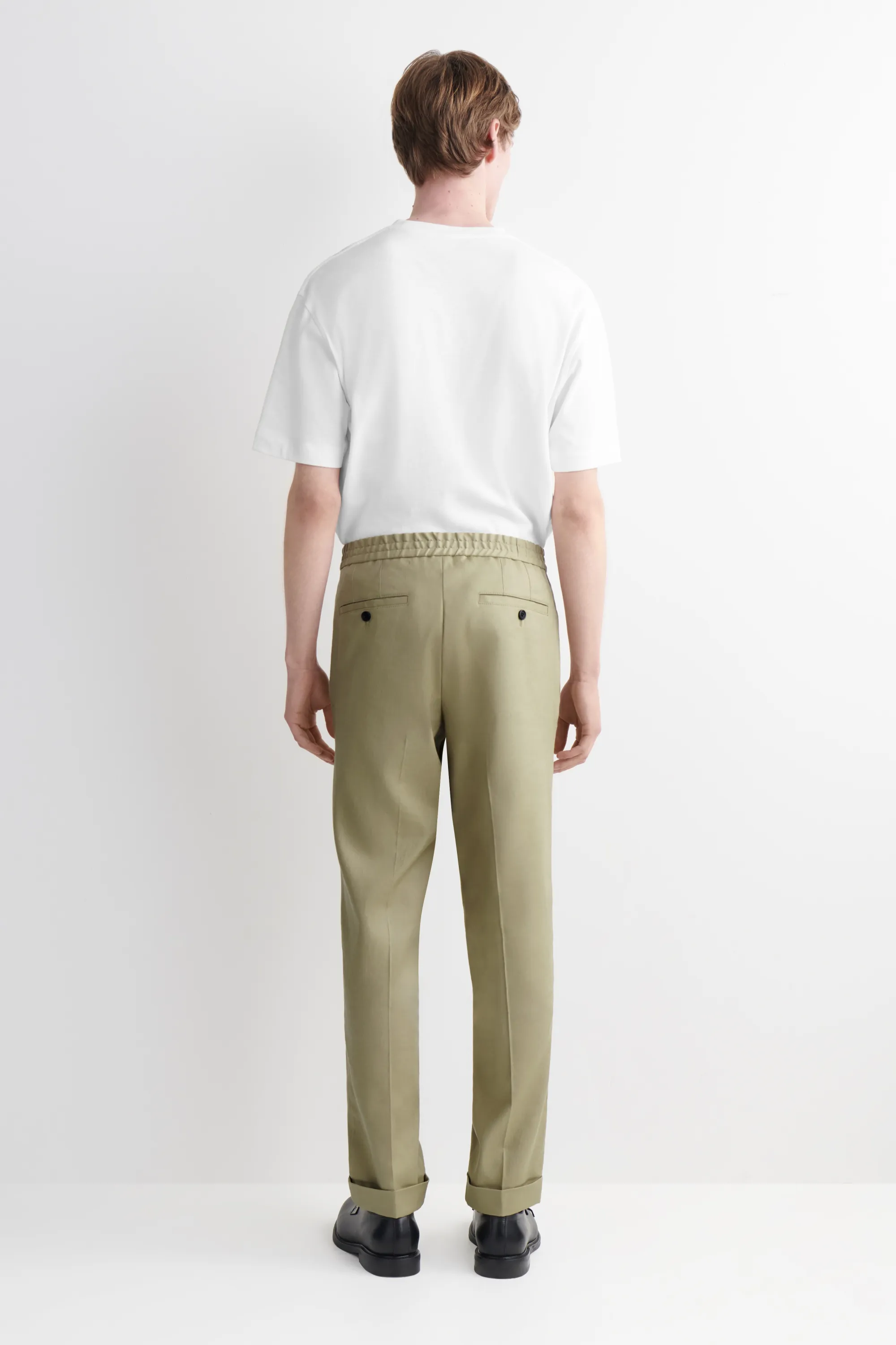 PANTALON DROIT SLIM EN LIN ET COTON - SABLE