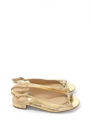 Sandales plates cuir exotique doré Prix boutique 1030€ Taille 38 — photo 1