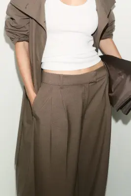 Pantalon chic à jambes larges - Taupe foncé — photo 4