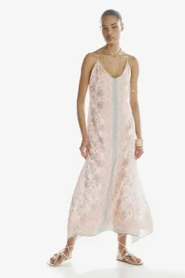 Robe trapèze avec dos décolleté - Rose clair/motif cachemire — photo 1