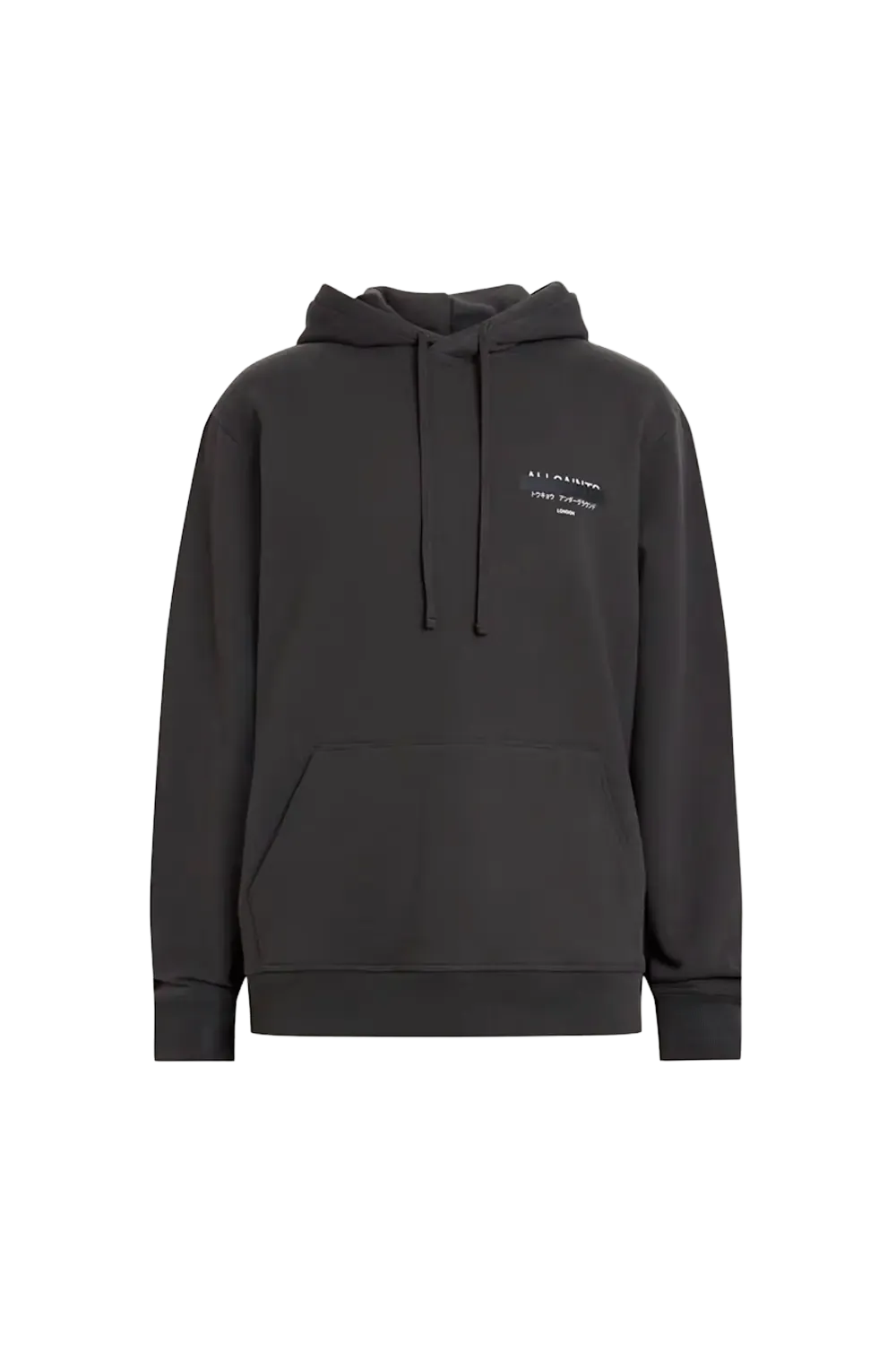 ALLSAINTS Redact Pullover Embroidered Logo Hoodie Washed Black