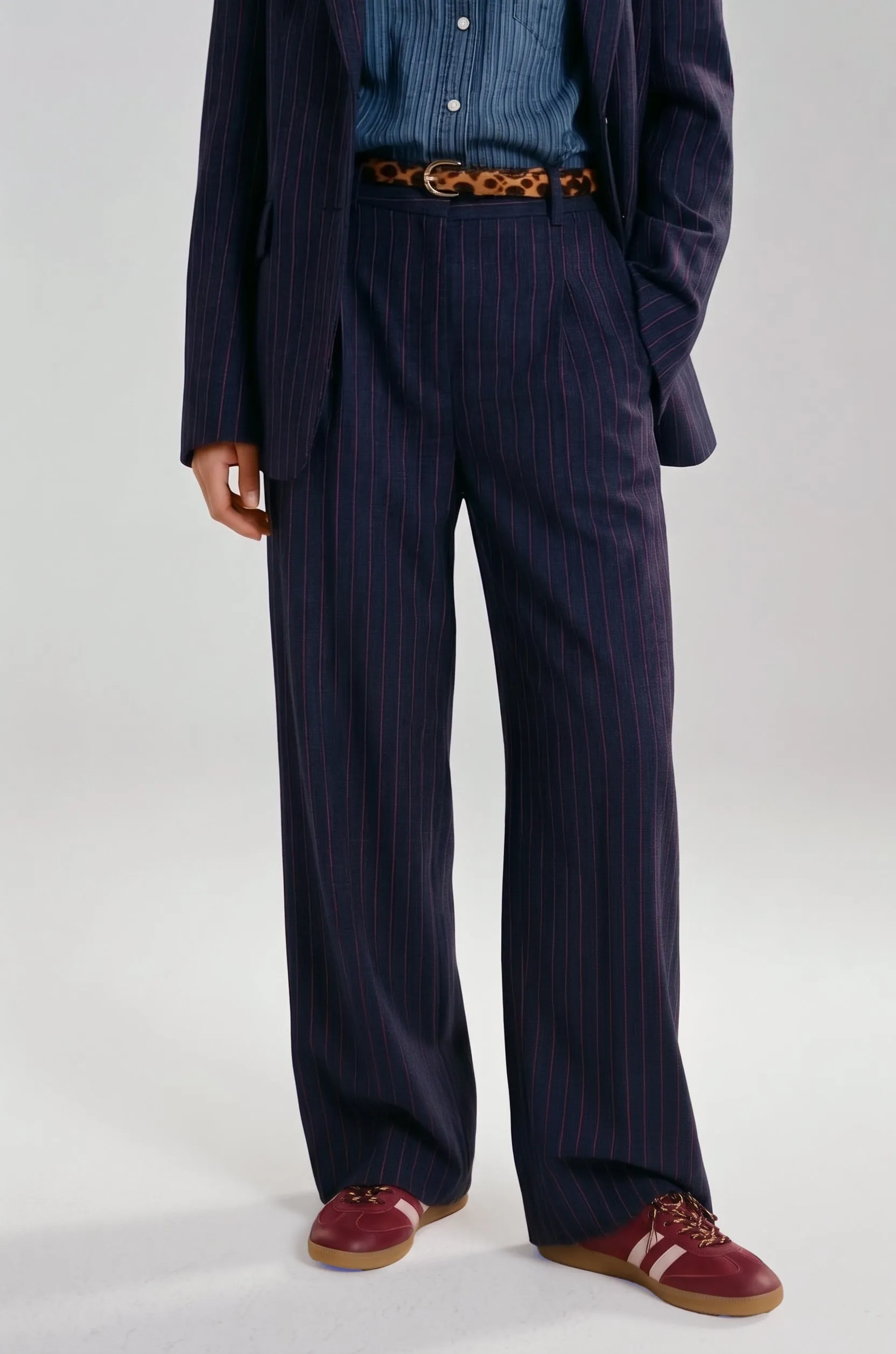 Pantalon Antho rayures marine et rouge