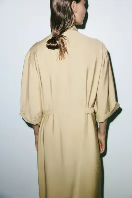 Robe chemise cintrée - Beige — photo 3