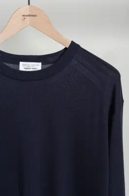 Roberto Collina – KNIT LS CREWNECK SWEATER 263MYB01101 – NAVY — photo 2