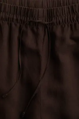Pantalon en lin mélangé - Marron foncé — photo 4