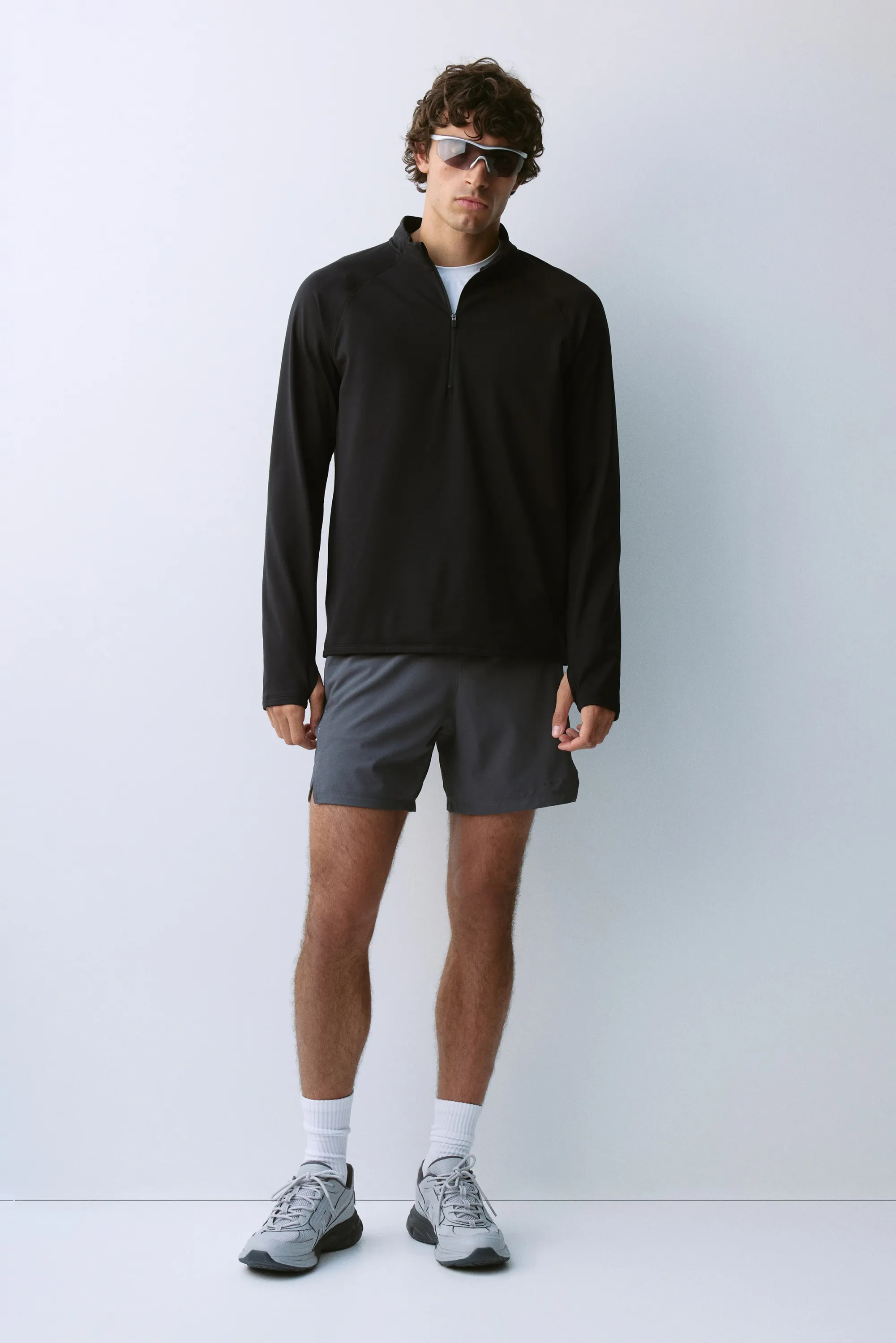 T-shirt de sport à col zippé Regular Fit - Noir