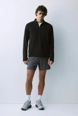 T-shirt de sport à col zippé Regular Fit - Noir — photo 1