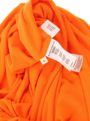 Robe sans manche col rond drapé et cintrée en jersey orange vif Prix boutique 300€ Taille L — photo 5