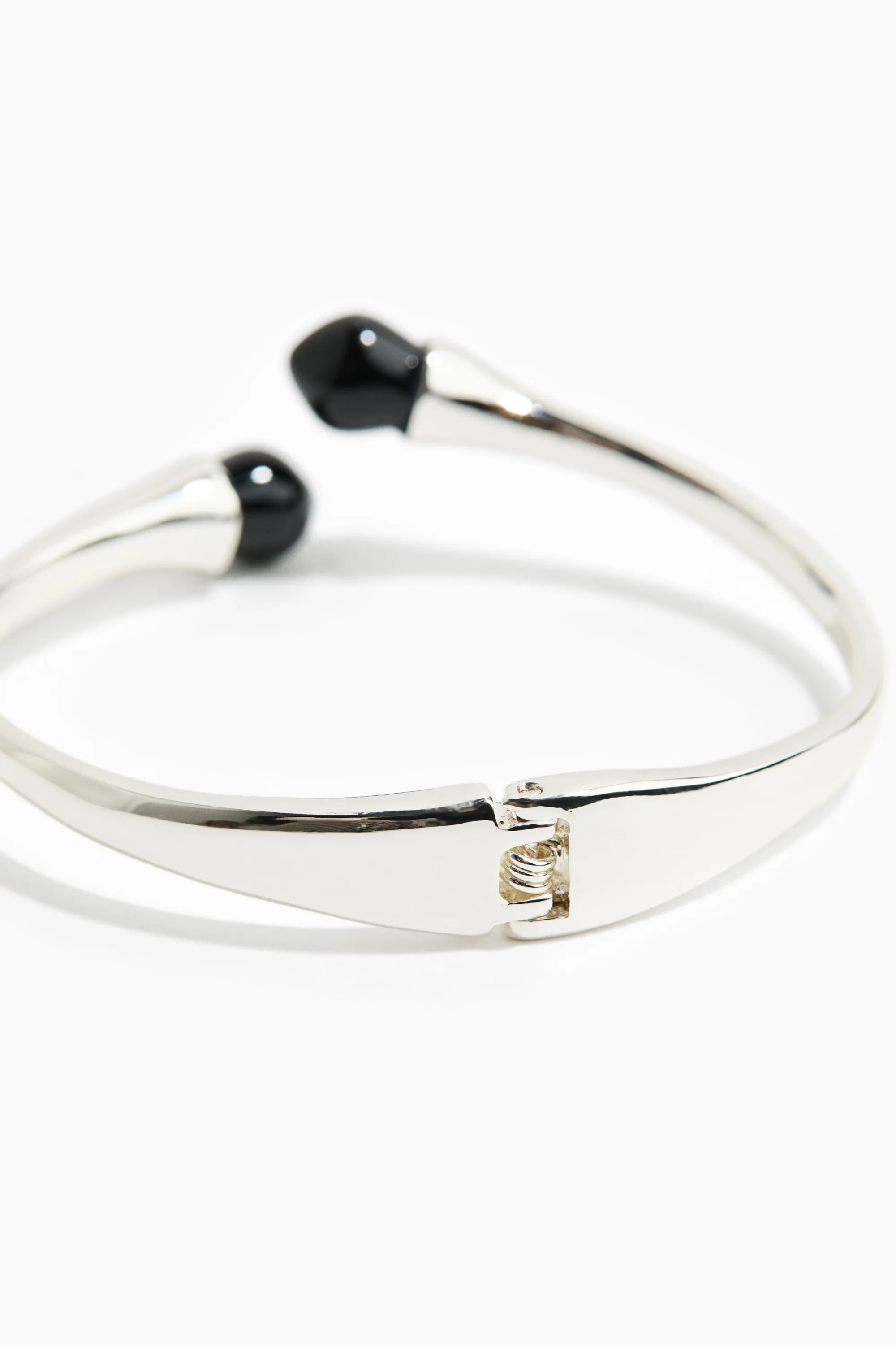 Bracelet manchette à charnière - Argenté/noir