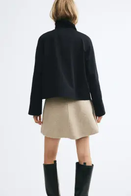 Veste avec col en velours côtelé - Bleu marine — photo 3