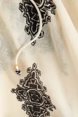 Blouse oversize à manches ballon - Crème/motif — photo 5