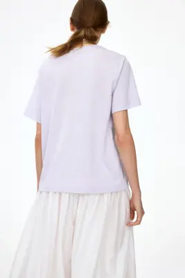 T-shirt en soie mélangée - Lilas — photo 3