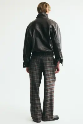 Pantalon chic Oversized Fit à jambes larges - Gris/carreaux — photo 2