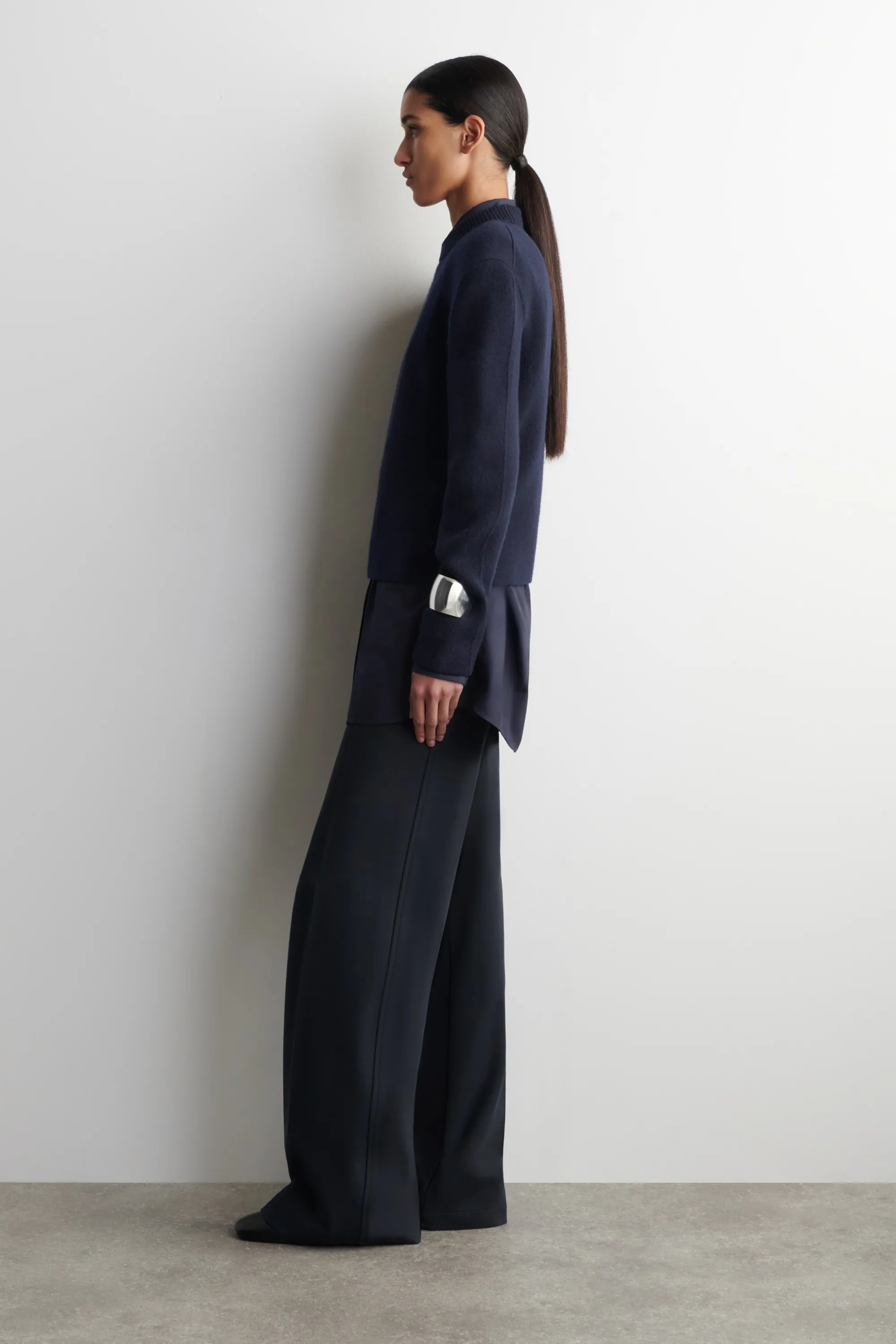 PANTALON DROIT EN MAILLE MILANO - BLEU MARINE