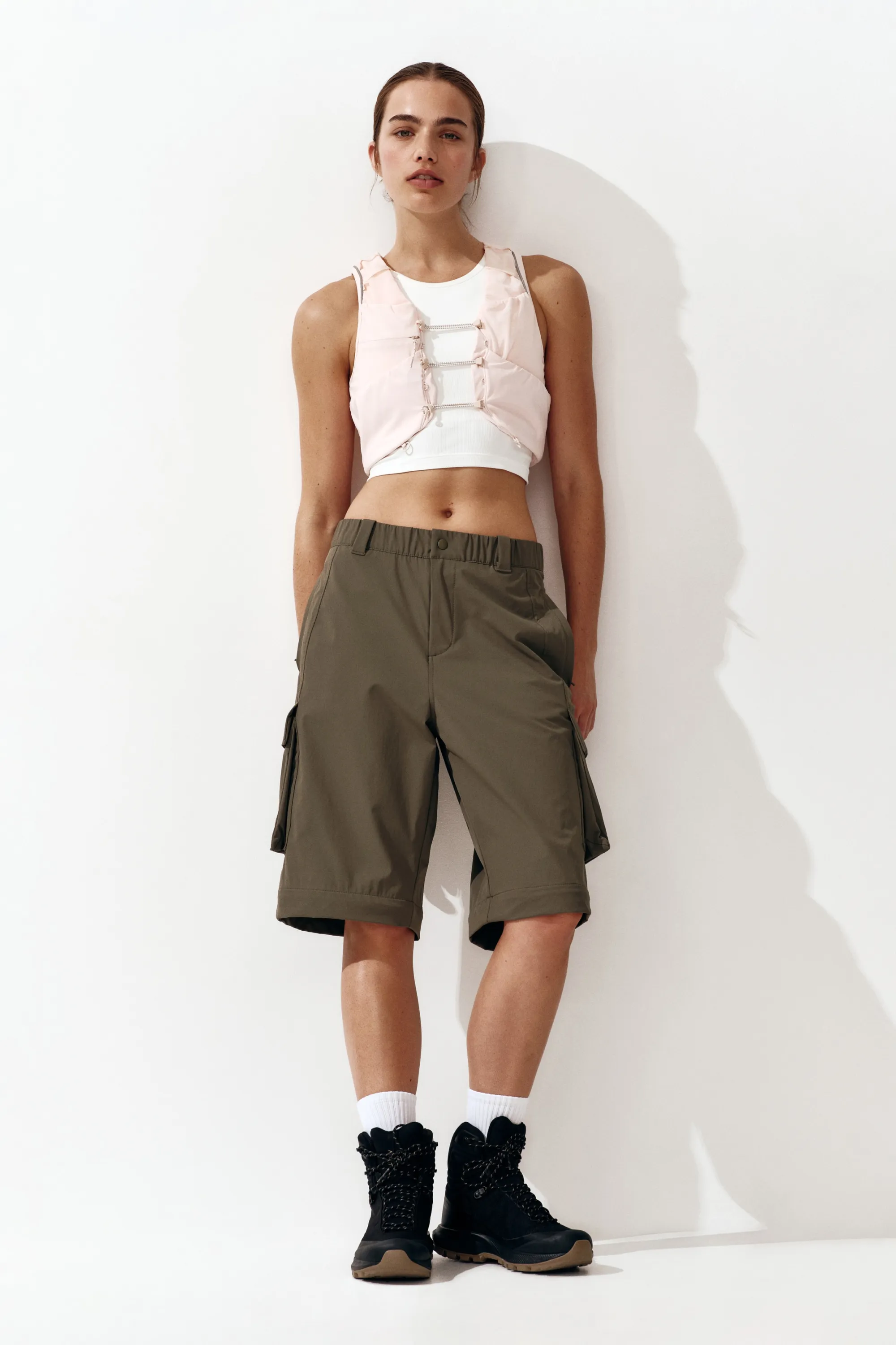 Pantalon modulable à jambes barrel - Vert kaki