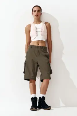 Pantalon modulable à jambes barrel - Vert kaki — photo 1