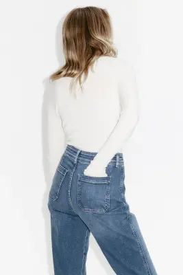 Flared High Jeans - Bleu denim — photo 4