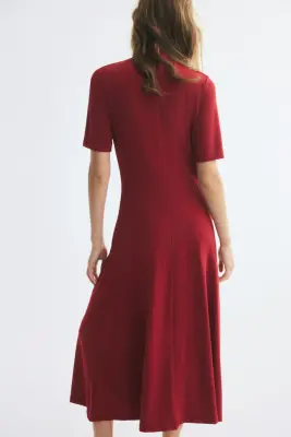 Robe en jersey à effet drapé - Rouge foncé — photo 2