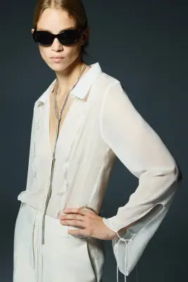 Pantalon chic avec taille haute - Blanc — photo 3