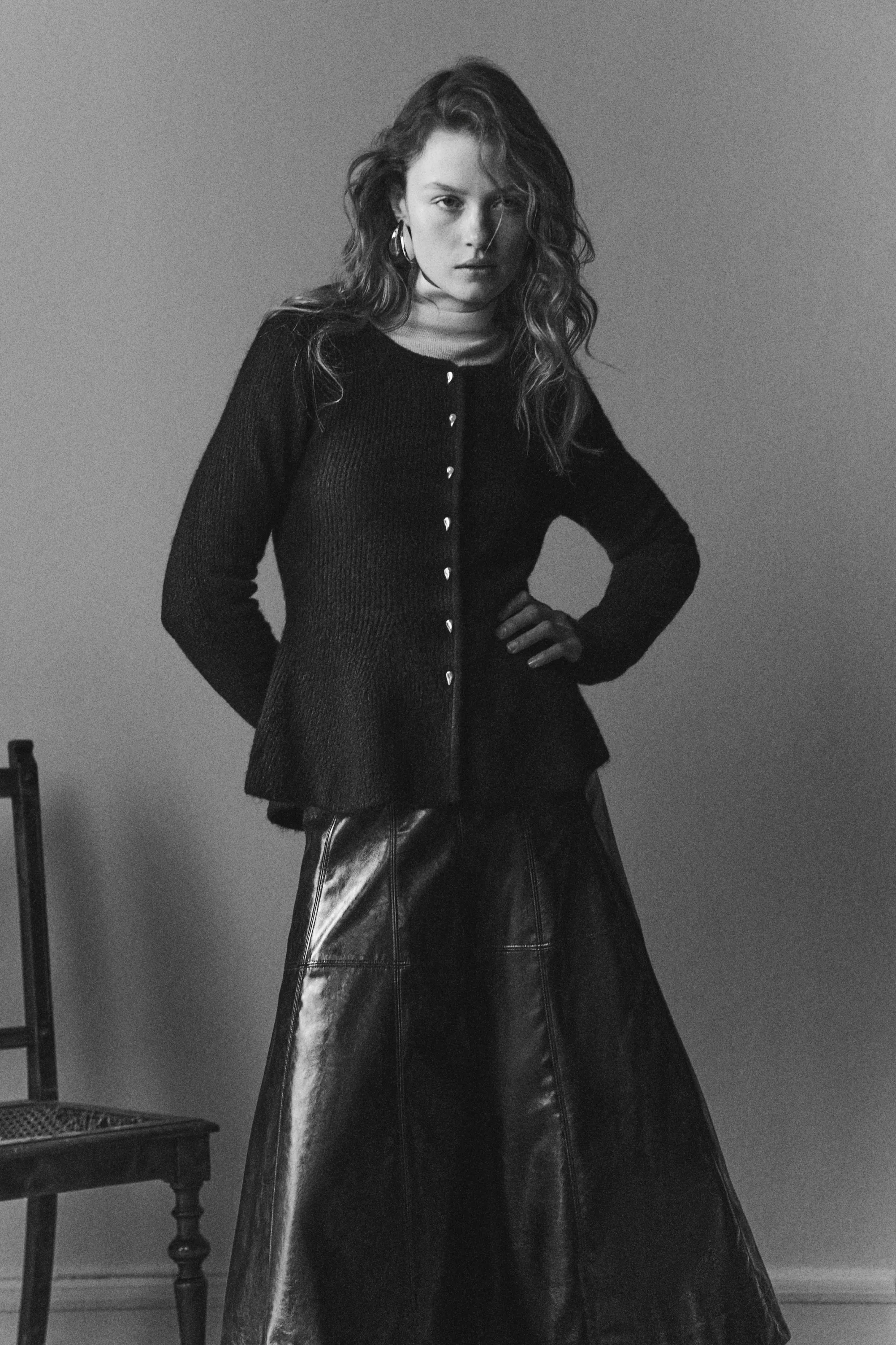Gilet péplum en maille côtelée - Noir