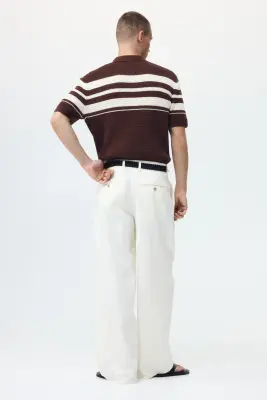 Polo Regular Fit en maille pointelle - Marron foncé — photo 3
