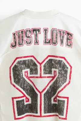 T-shirt Oversized Fit en mesh imprimé - Blanc/22 — photo 4