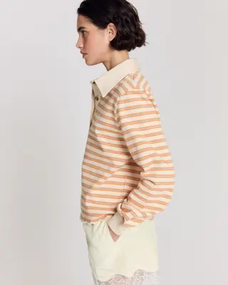 Sweat-shirt Mirabelle rayures orange, bleu et écru — photo 3