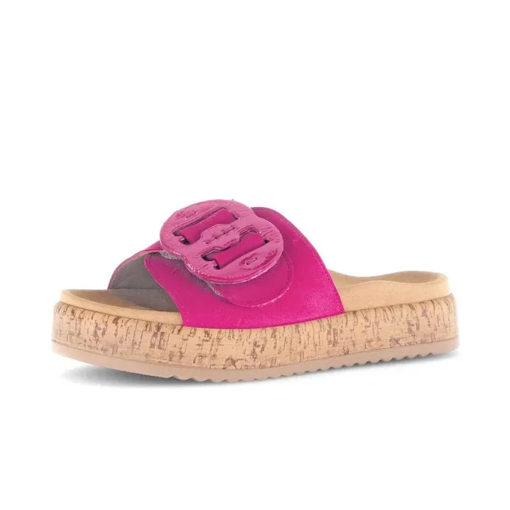 Sandales Gabor 63.760.10 Fuchsia - Cuir Velcro Grande Pointure Femme