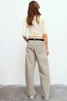 Barrel High Waist Jeans - Grège — photo 6
