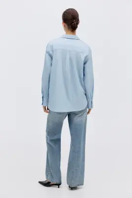 Chemise oversize - Bleu clair/rayé — photo 4