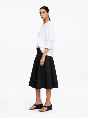 Jupe mi-longue en coton - Noir — photo 2