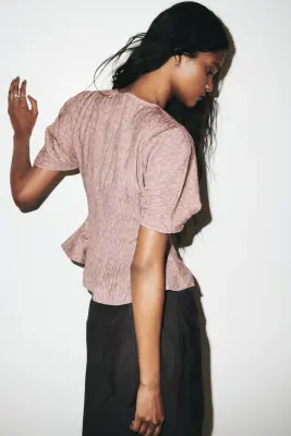 Blouse à pointe en lyocell mélangé - Rose ancien/motif — photo 1