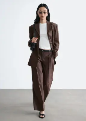 Pantalon habillé en lin - Marron foncé — photo 4