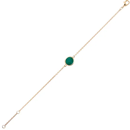 Bracelet plaqué or avec une sphère verte 605542