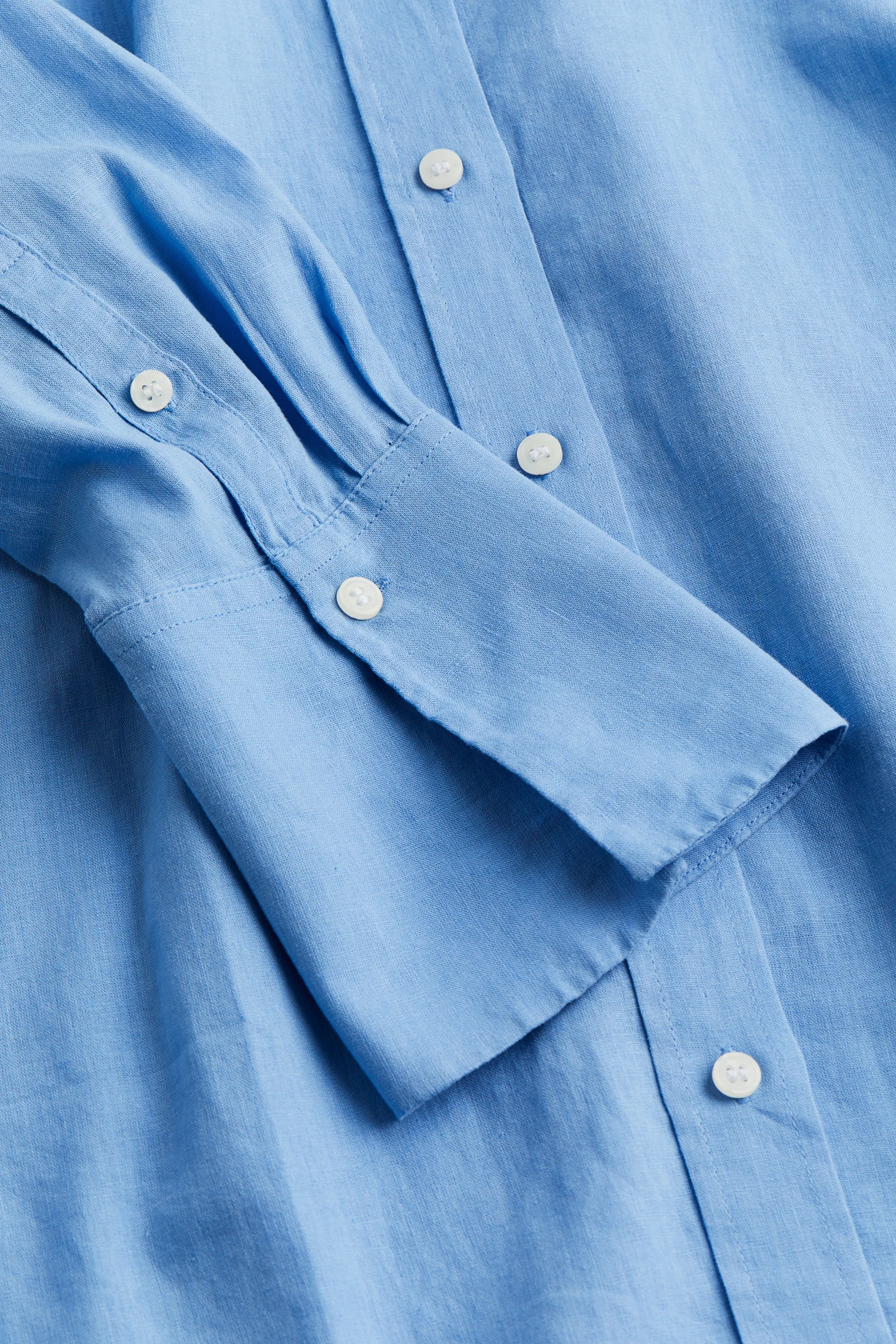 Chemise oversize en lin mélangé - Bleu