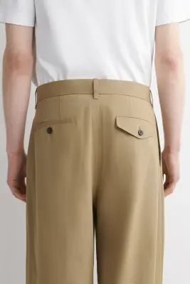 PANTALON CHINO LARGE EN COTON - SABLE — photo 3