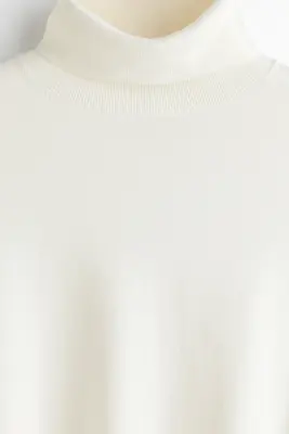 Regular Fit Fine-knit polo-neck jumper - Crème — photo 5