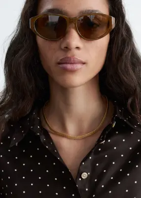 Chemise décontractée en soie - Brun foncé/À pois — photo 1