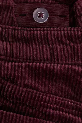 Pantalon large en velours de coton côtelé - Rouge foncé — photo 4